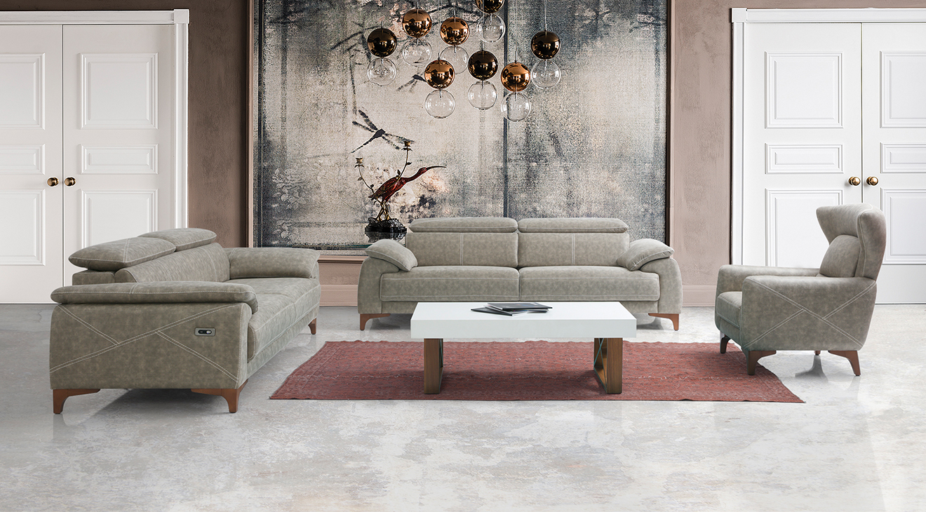 Oscar Motorized USB Input Sofa Set (Cream)