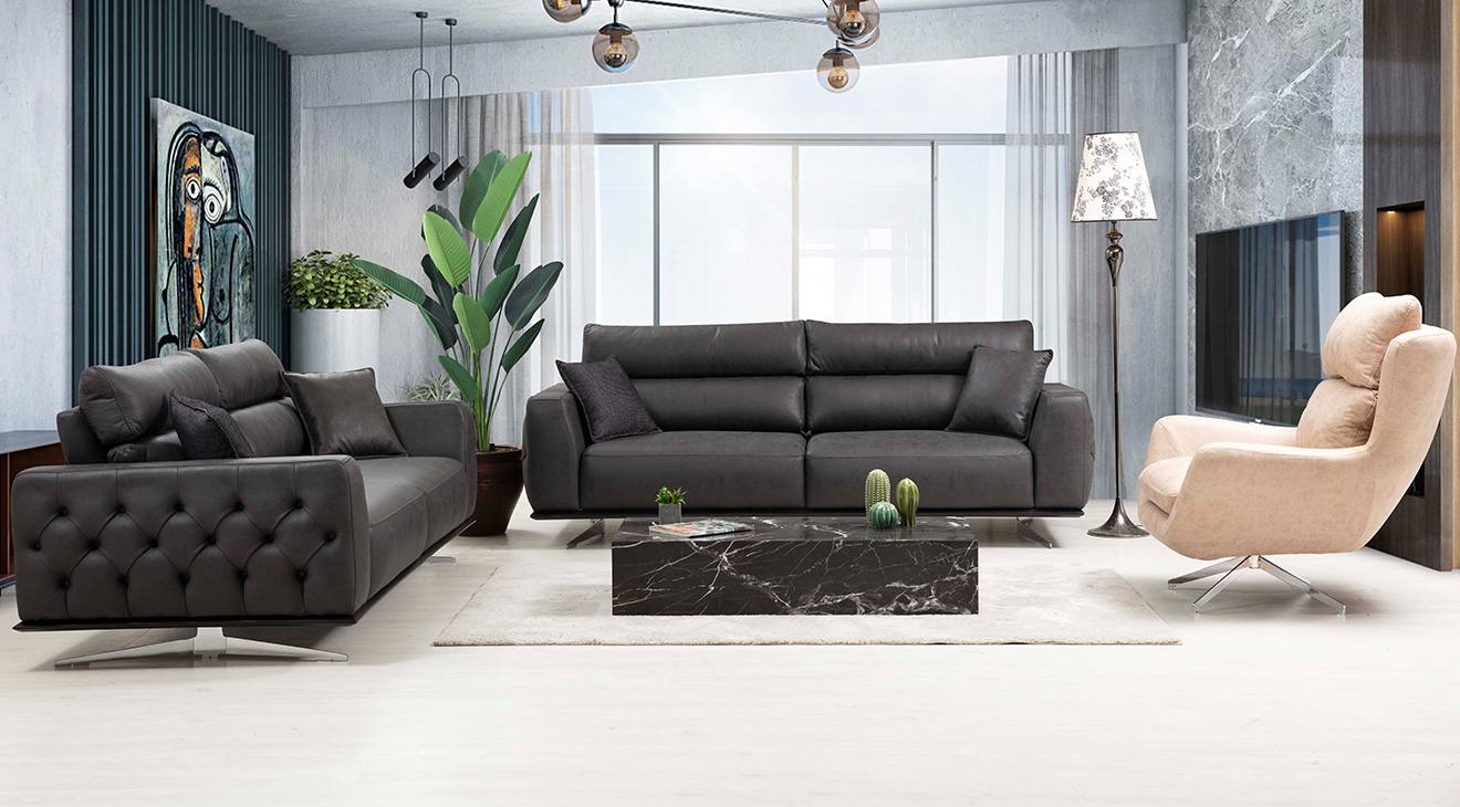 Oslo Metal Leg Sofa Set