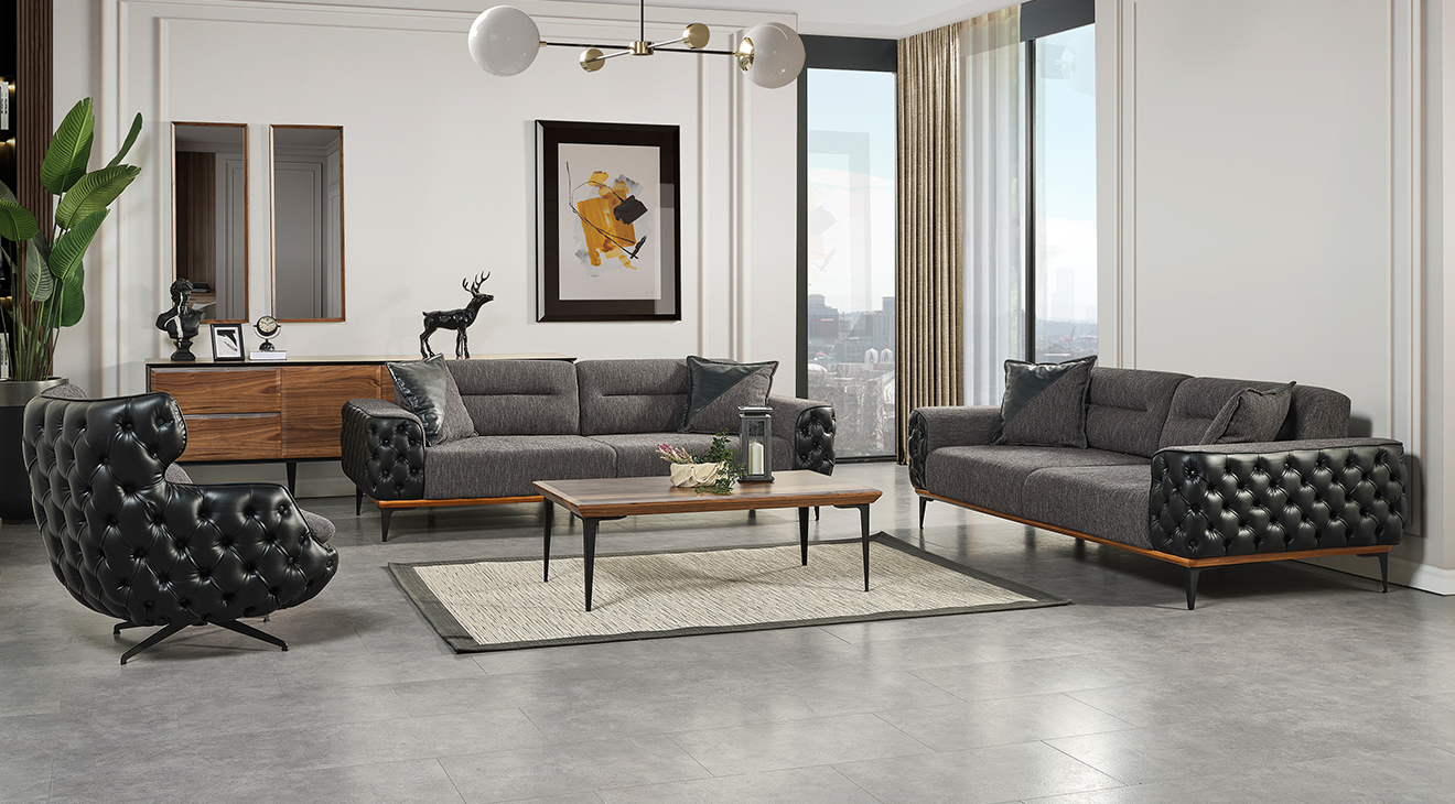 Palvin Metal Leg Sofa Set