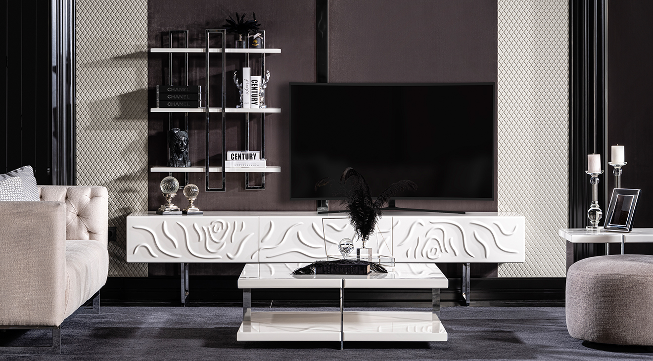 Parma Silver Metal Leg TV Unit