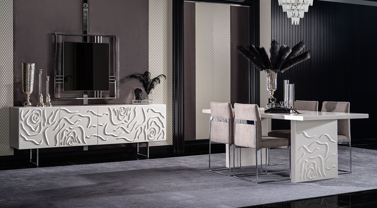 Parma Modern Metal Leg Dining Room Set