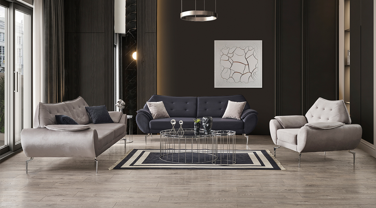 Parma Metal Leg Sofa Set