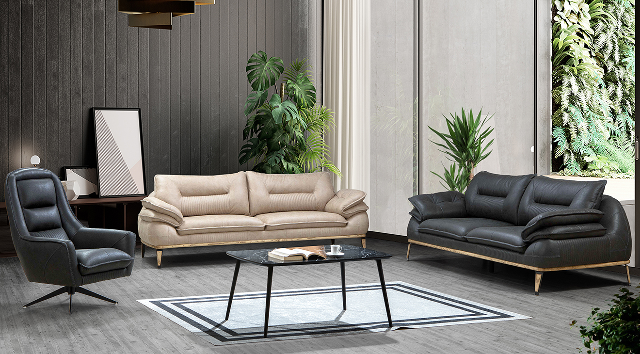 Pena Metal Leg Sofa Set