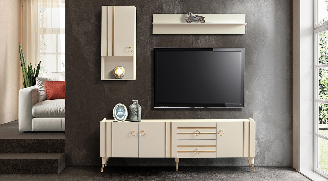 Pera Moonstone Gold Tv Unit