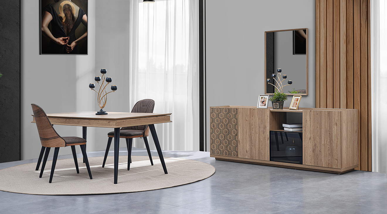 Petek Walnut Dining Room Set