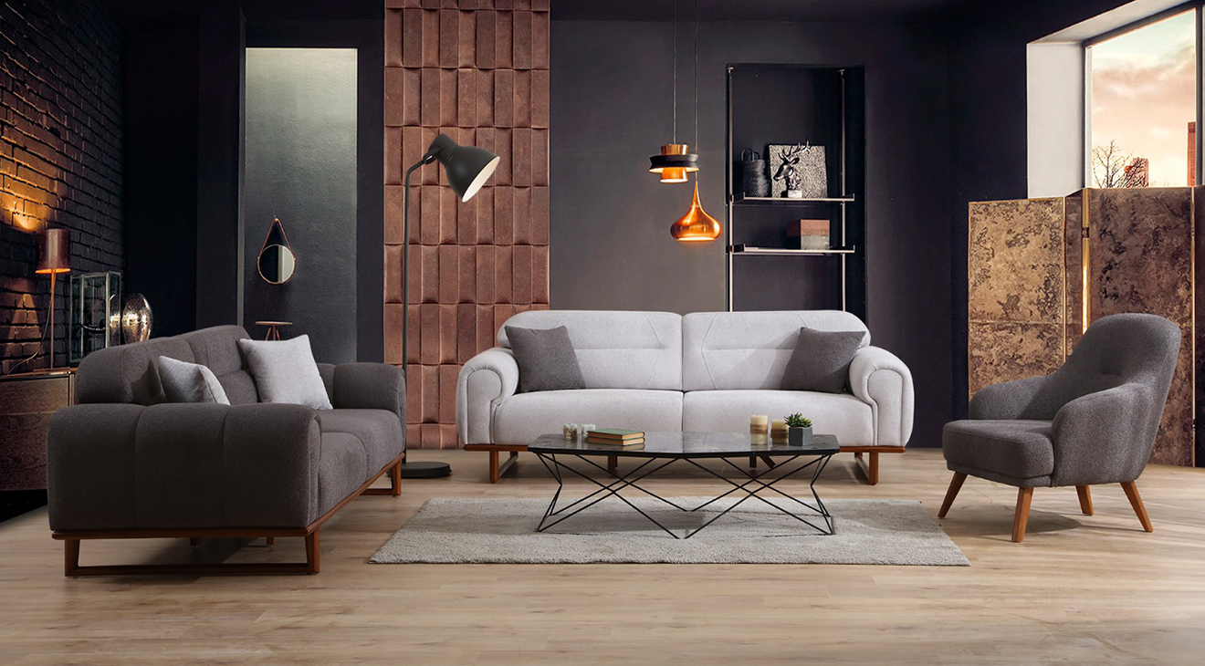 Pier Wooden Leg Sofa Set 2