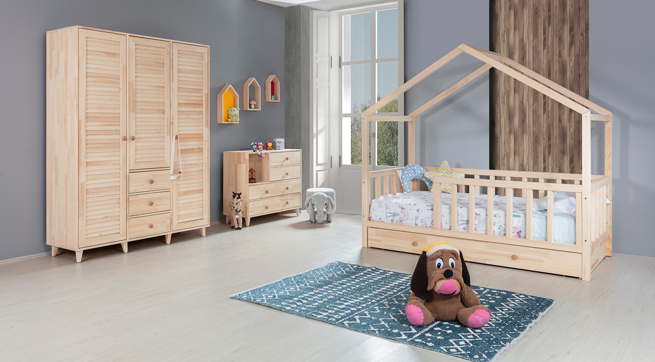 Pine 3 Doors Baby Room Set