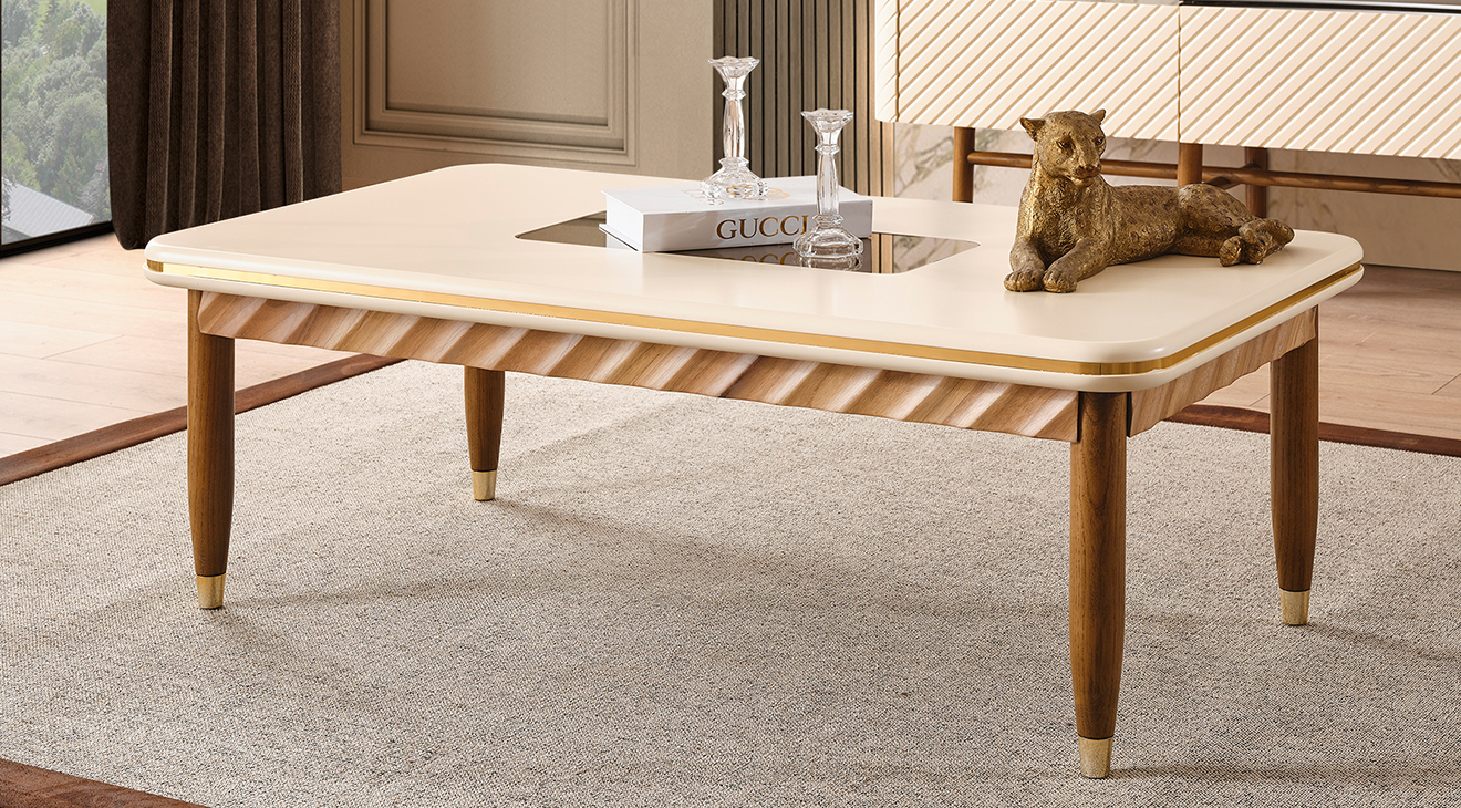 Point Wooden Leg Coffee Table