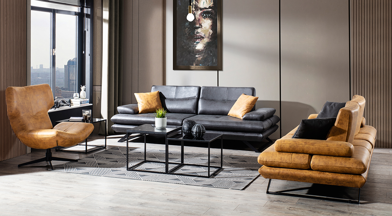 Polo Metal Leg Sofa Set