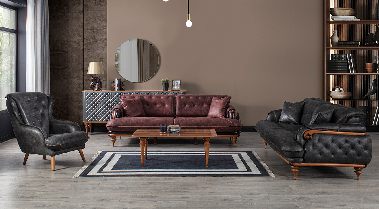 Prestij Wooden Leg Sofa Set