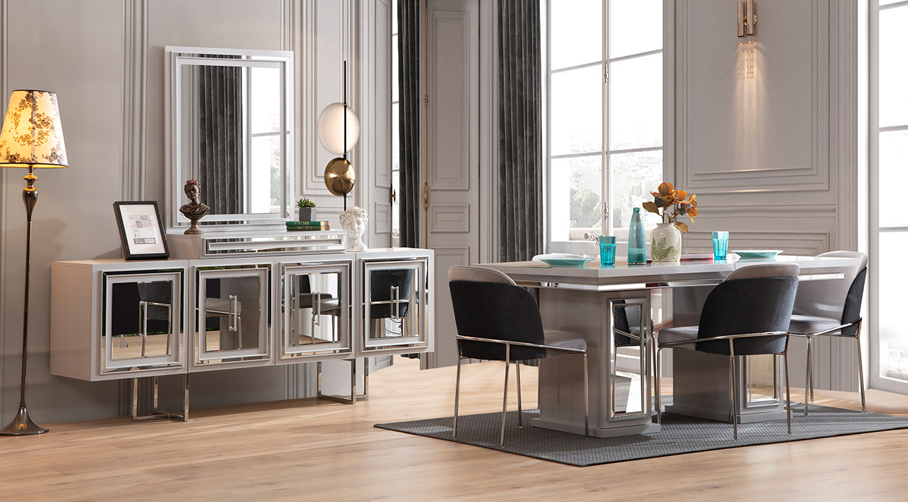 Prizma Metal Leg Dining Room Set