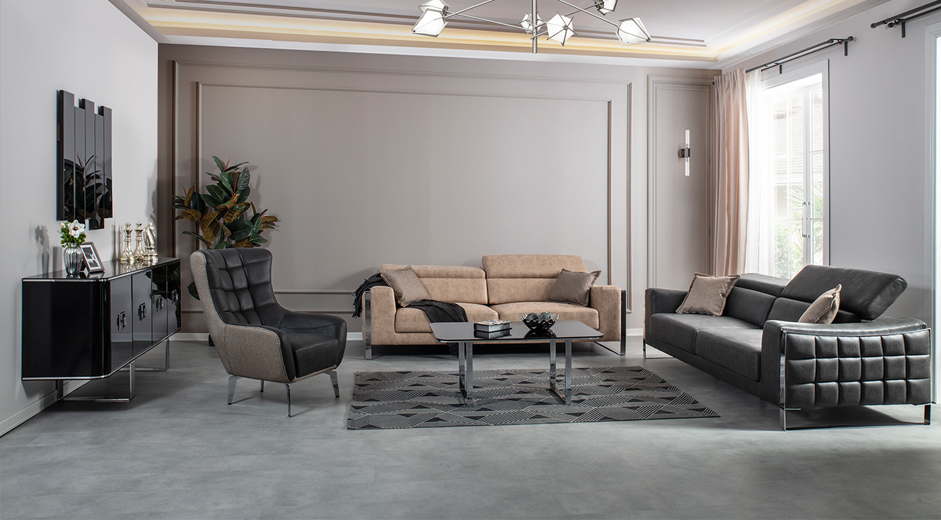 Rata Metal Leg Sofa Set