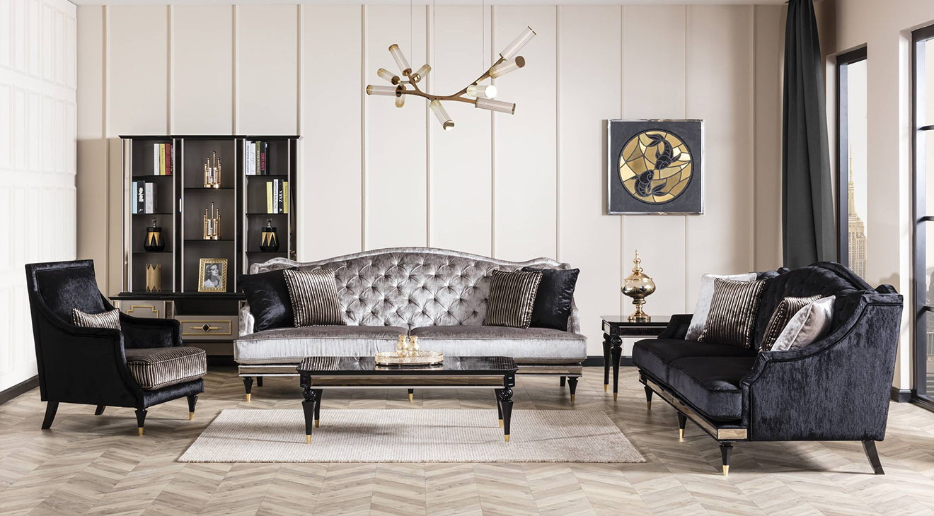 Retro Wooden Leg Sofa Set