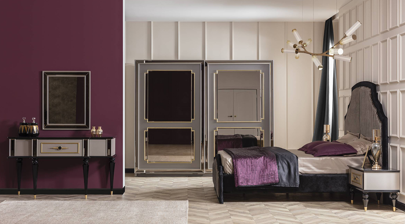 Retro Sliding Door Bedroom Set