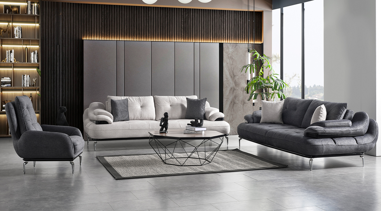 Rio X Metal Leg Sofa Set
