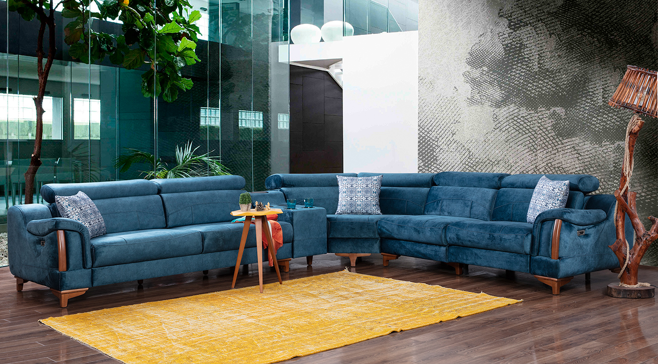 Rio Motorized Sound System USB Input Corner Sofa Set 2