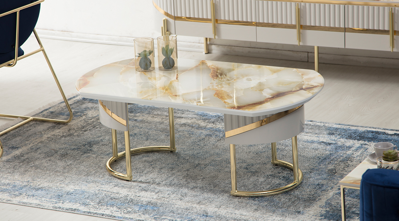 Roma Gold Metal Leg Coffee Table