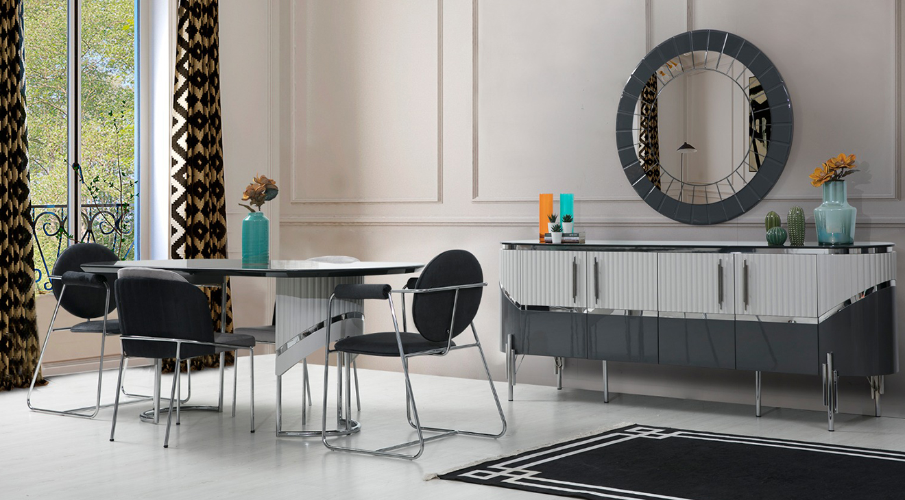 Roma Metal Leg Dining Room Set