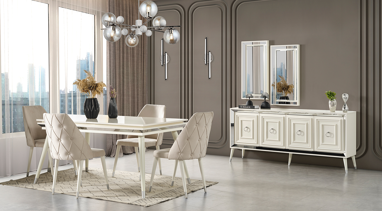 Rosa Wooden Leg Dining Room Set