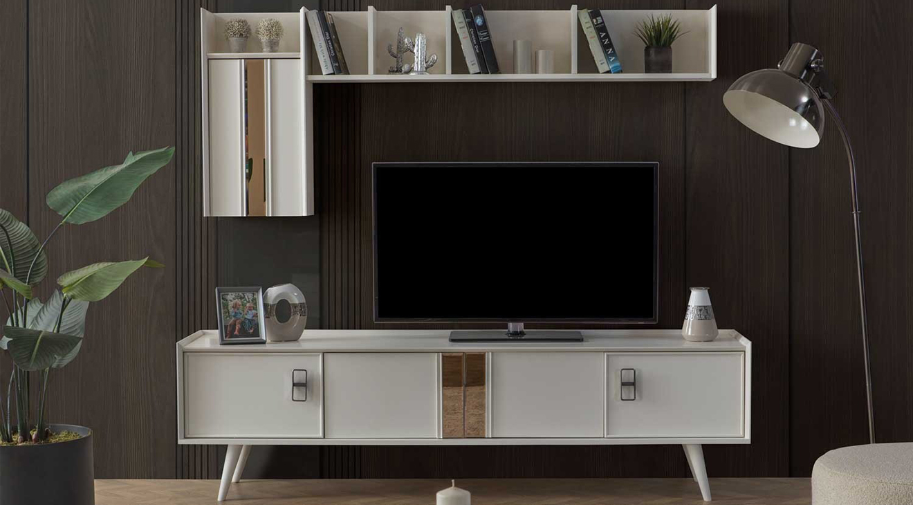 Rose Wooden Legged Tv Unit