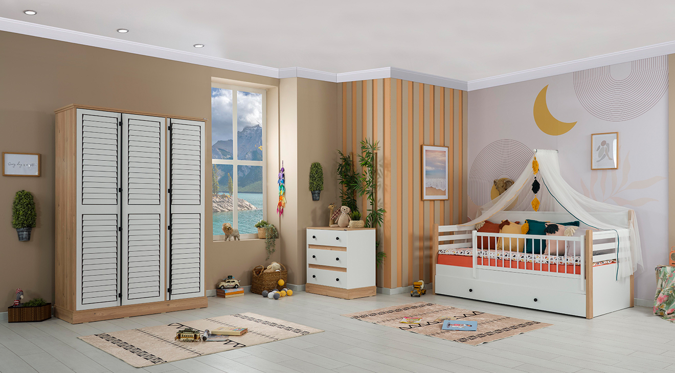 Rustic 3 Door Crib Baby Room Set