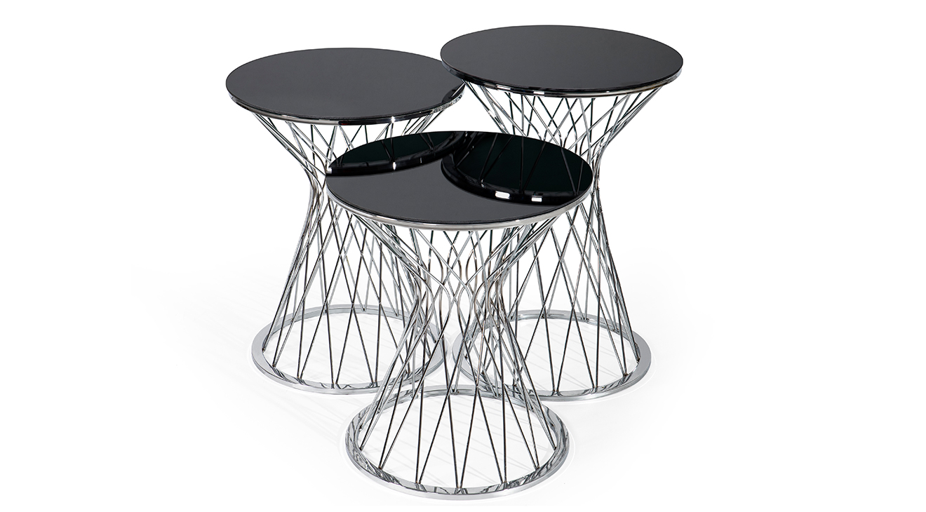 Sanda Black Marble Pattern Nesting Table