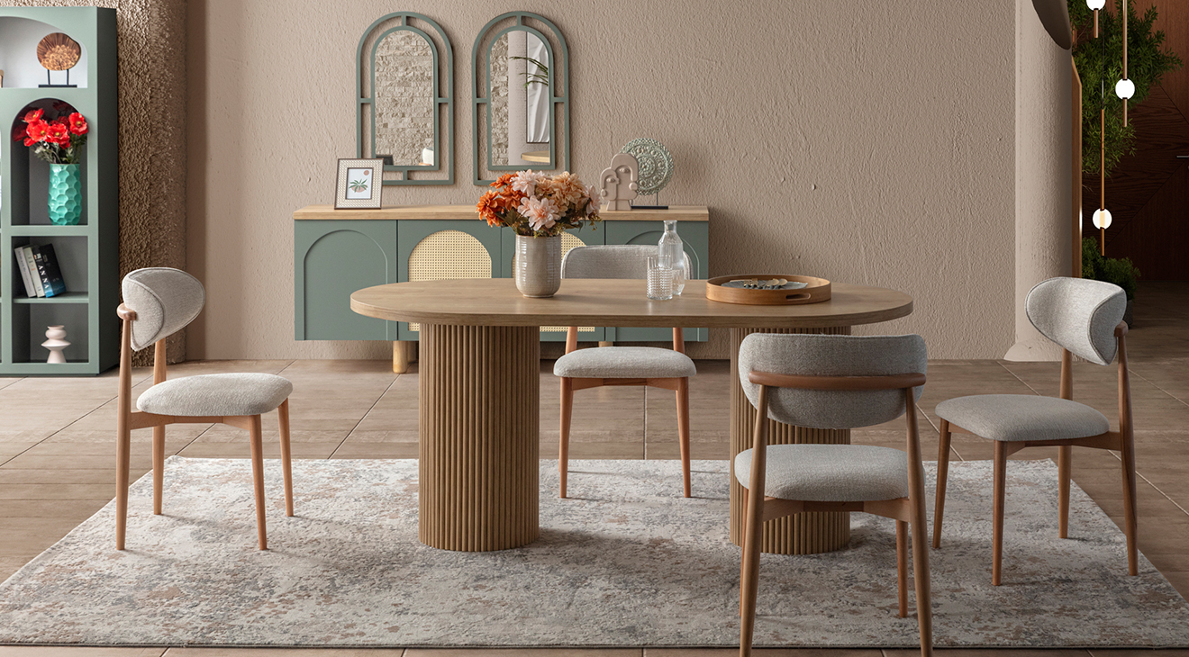 Siena Wooden Legs Modern Dining Room Set