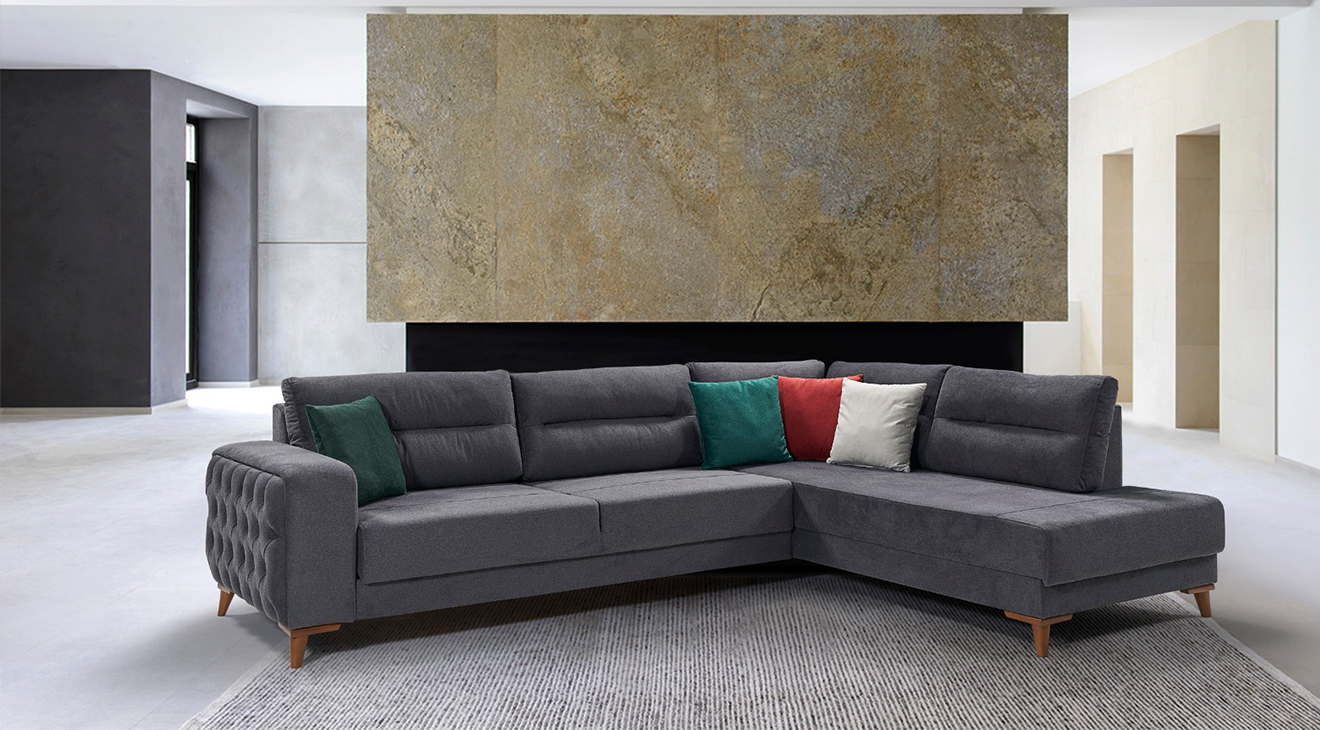 Siena Wooden Leg Corner Sofa Set