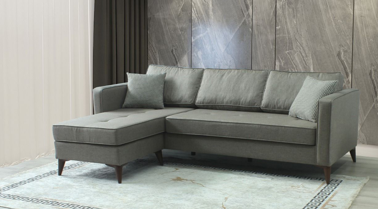 Sina Wooden Leg Corner Sofa Set