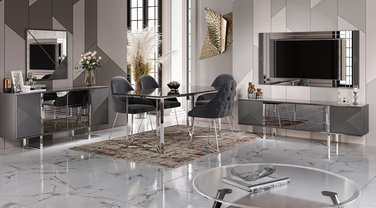 Sisli Anthracite Dining Room Set