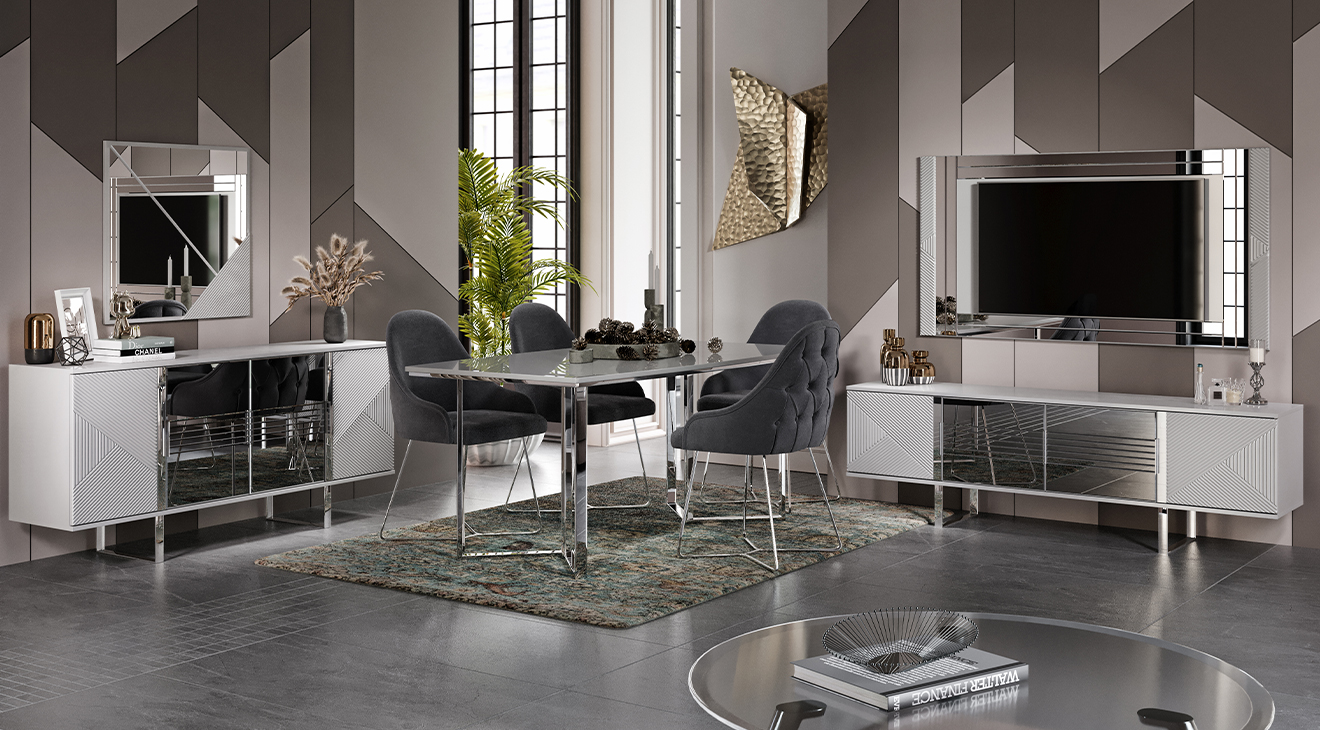 Sisli Fog Gray Dining Room Set