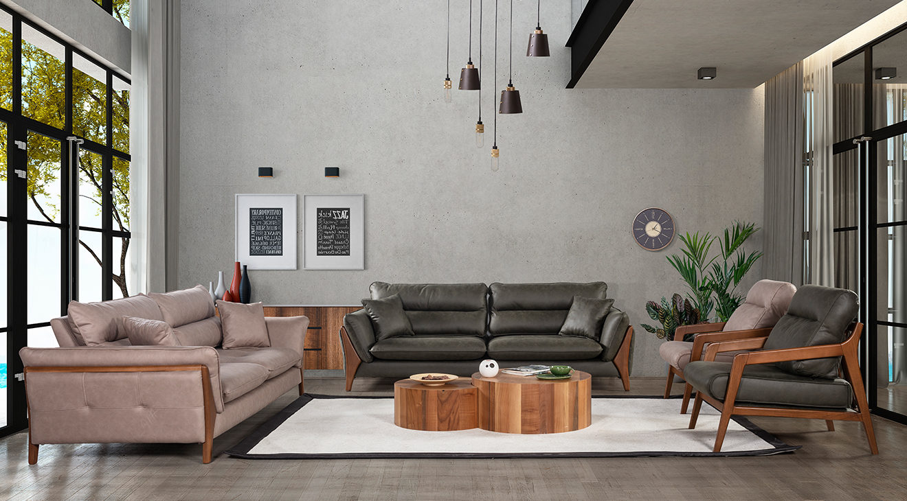 Soft Wooden Leg Sofa Set