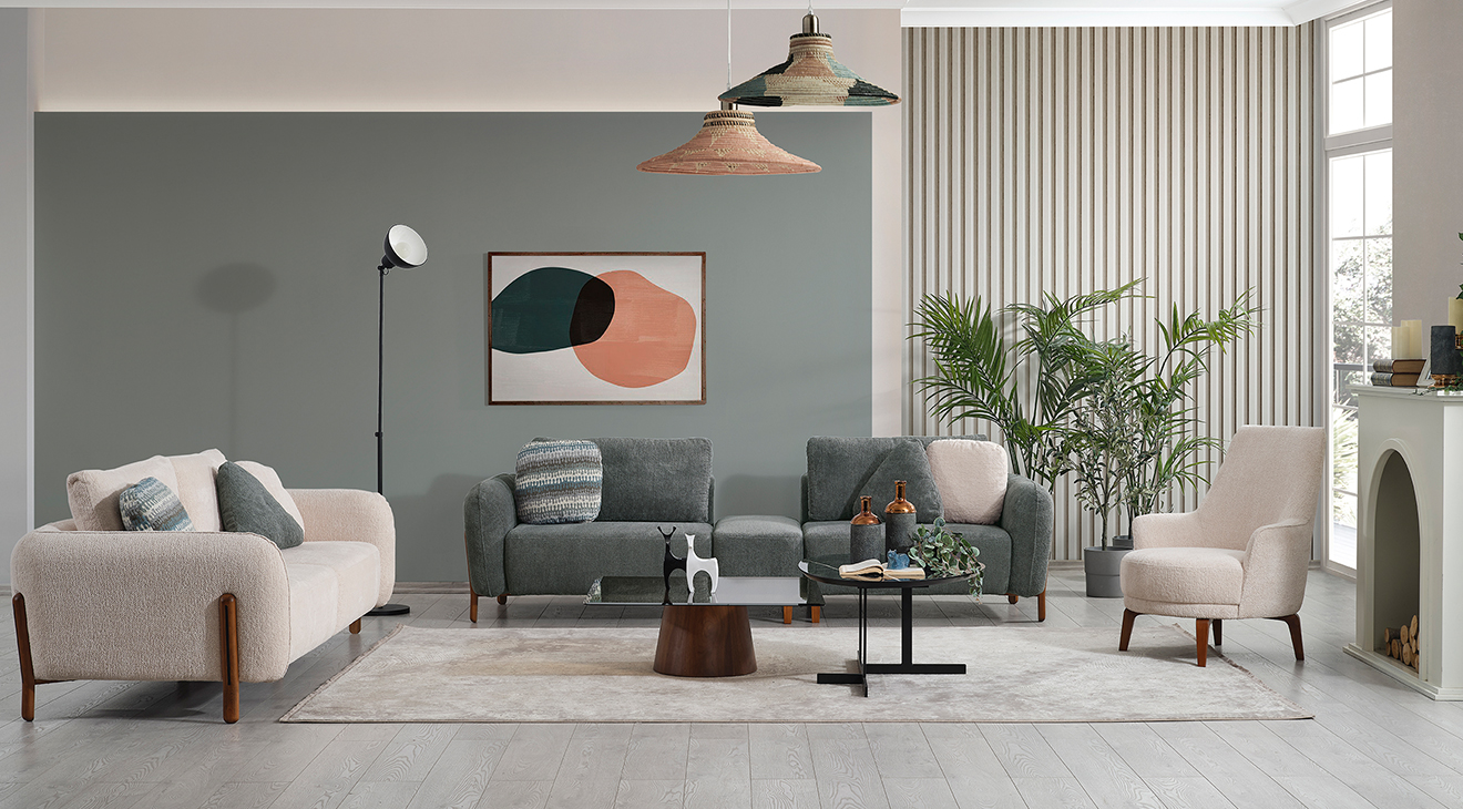 Soho Wooden Legs Modern Sofa Set