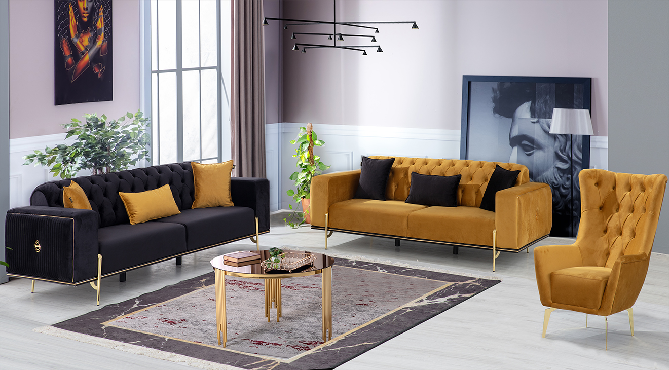 Stockholm Metal Leg Sofa Set