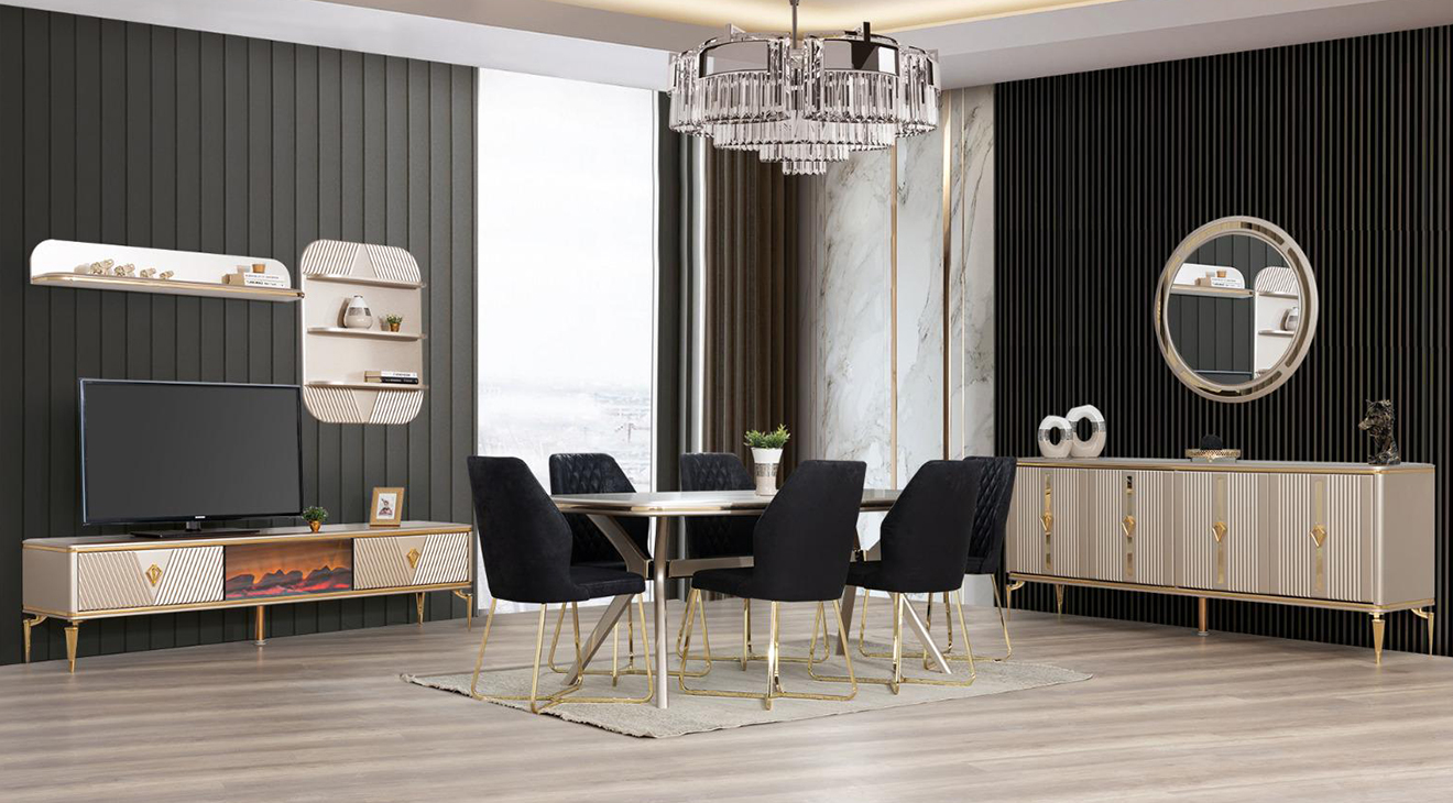 Talia Gold Metal Leg Dining Room Set