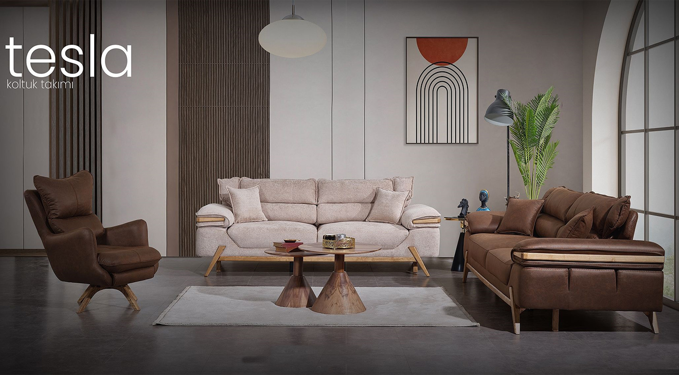 Tesla Wooden Legs Modern Sofa Set