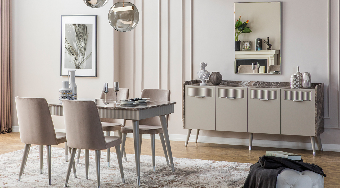 Tesla Wooden Leg Dining Room Set