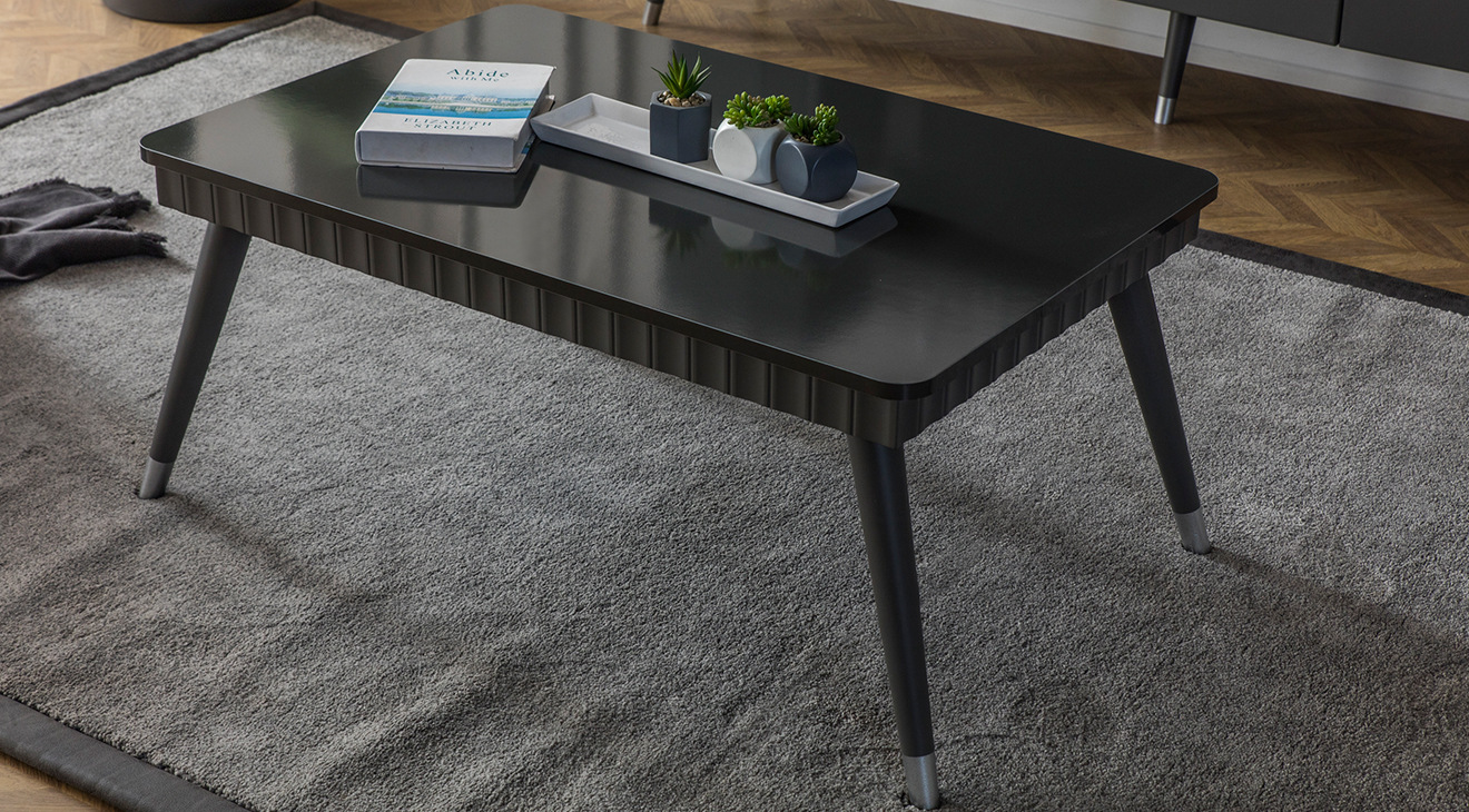 Tesla Anthracite Wooden Leg Coffee Table