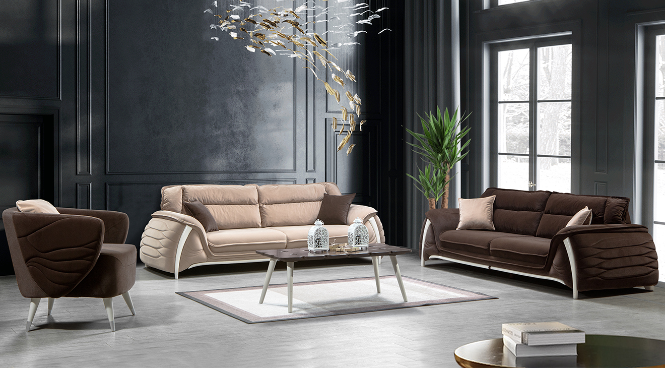 Toprak Wooden Leg Sofa Set