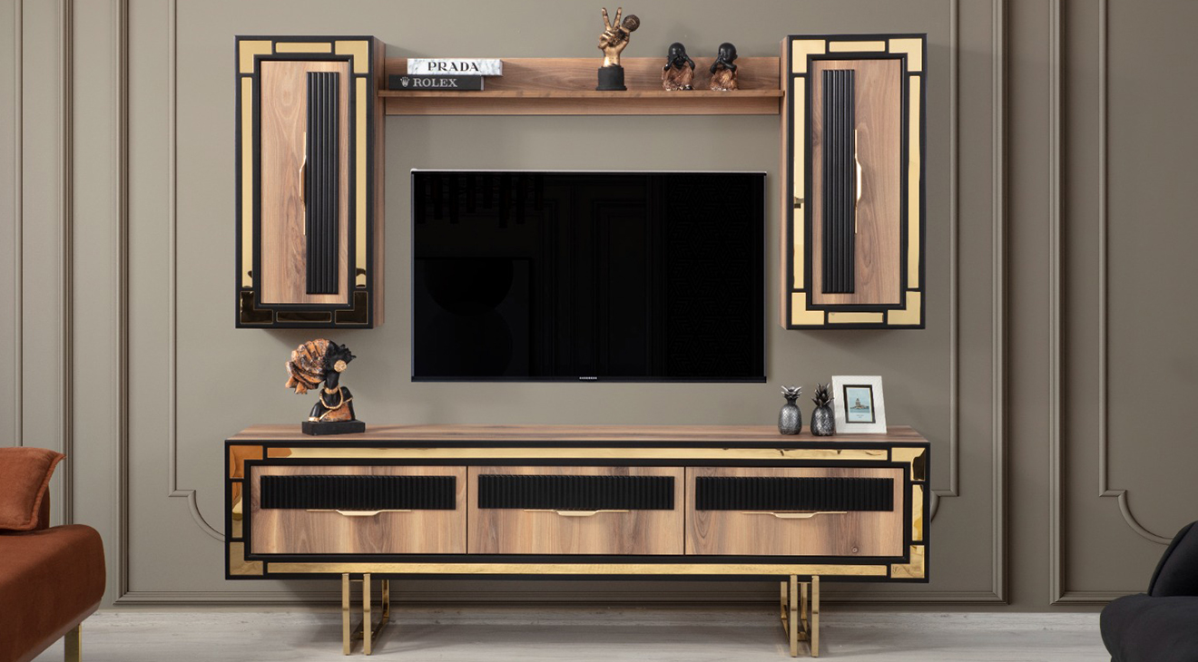 Toronto Gold Metal Leg Tv Unit
