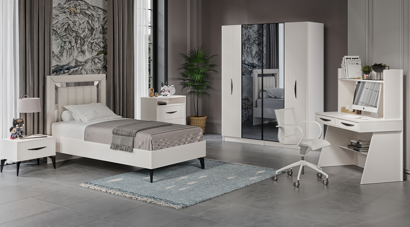 Umraniye Cream 4 Doors Young Room Set