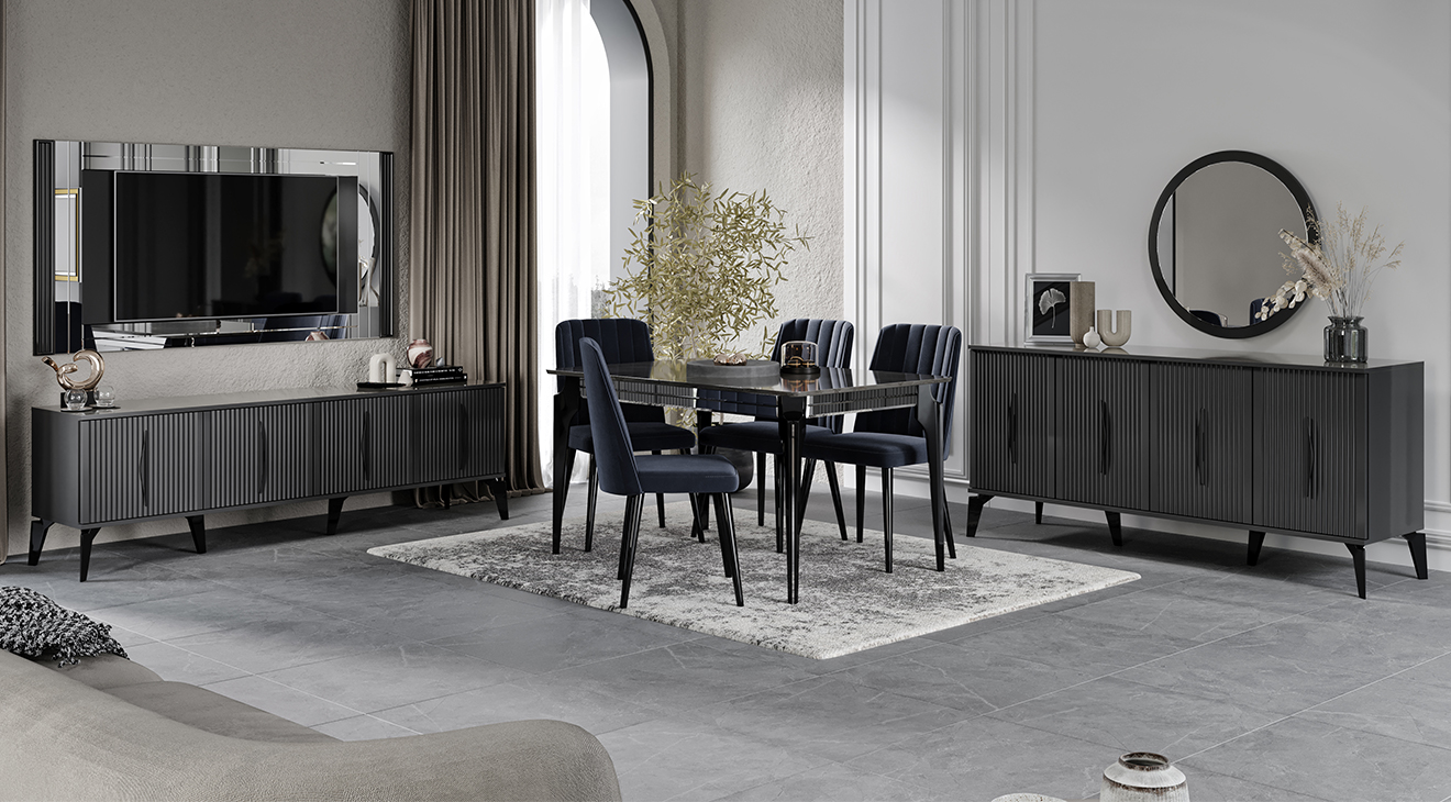 Uskudar Anthracite Dining Room Set