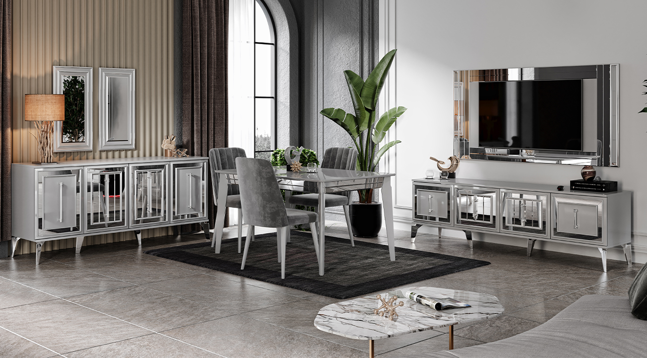 Uskudar Fog Gray Dining Room Set