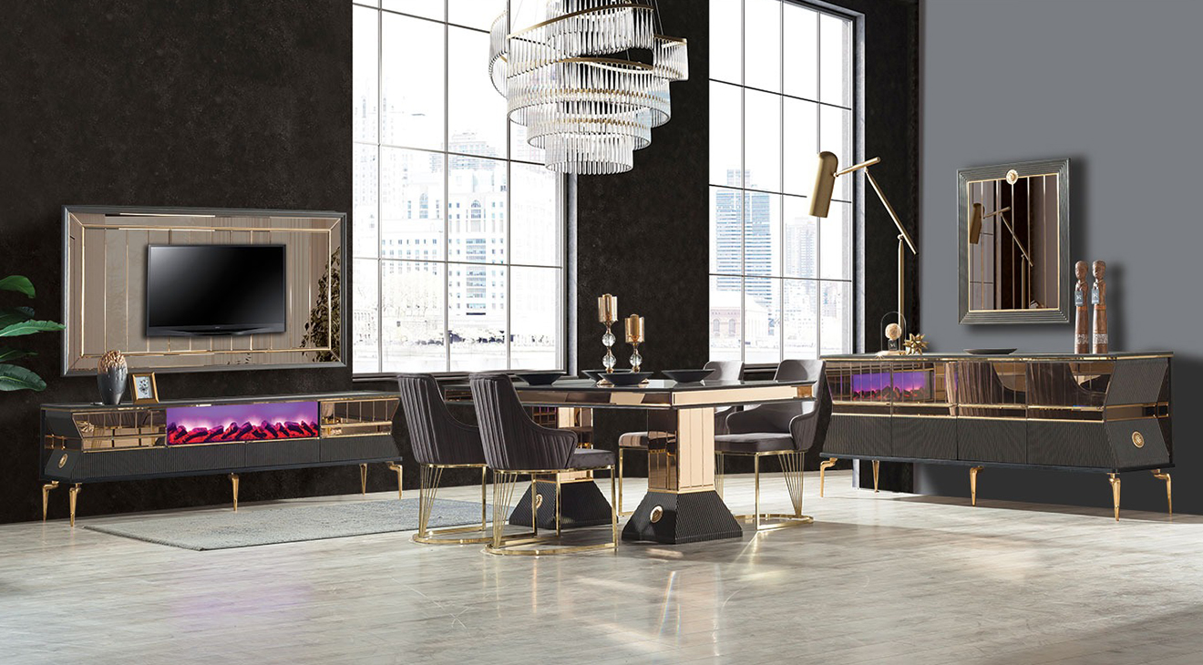 Valentina Black Modern Dining Room Set