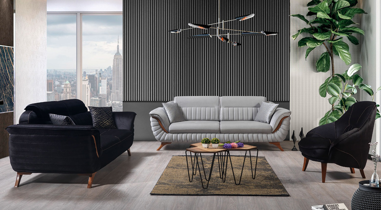 Valeri Wooden Leg Sofa Set