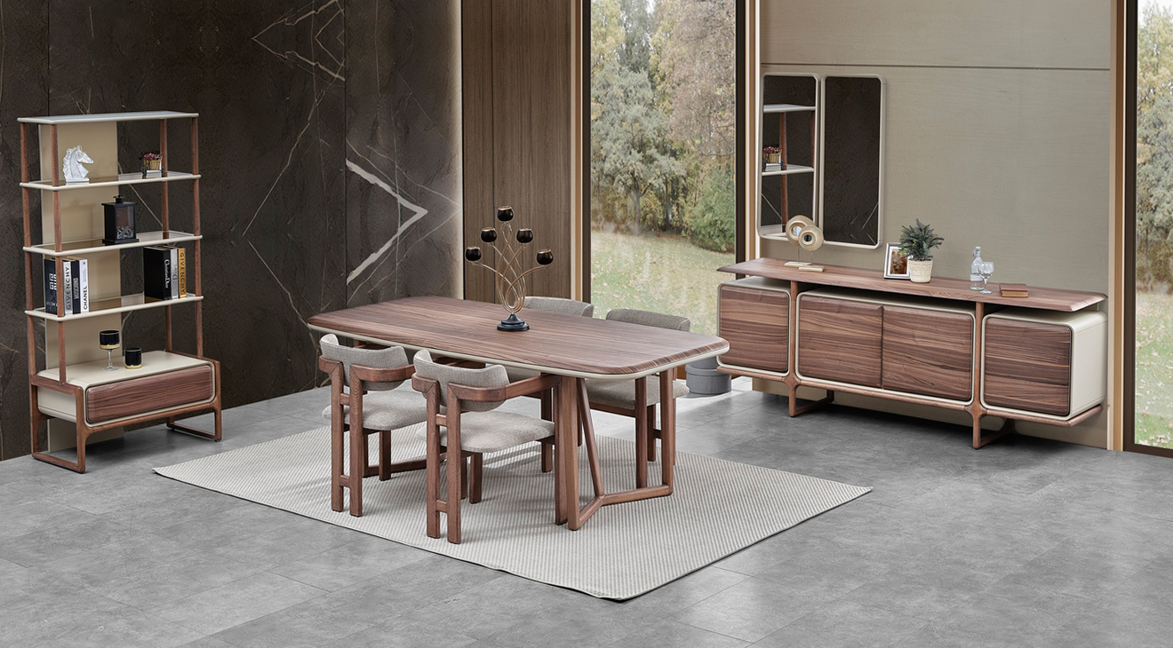 Vega Walnut Modern Dining Room Set