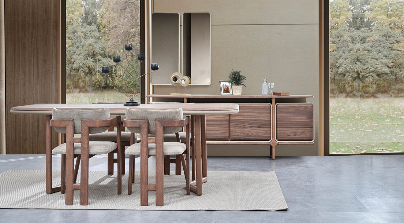 Vega Ceviz Modern Yemek Odası Takımı | Mobilyamevime | İnegöl Mobilyası