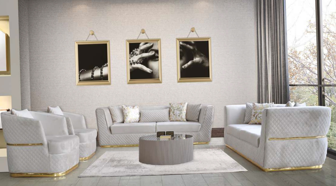 Versace Gold Metal Leg Sofa Set