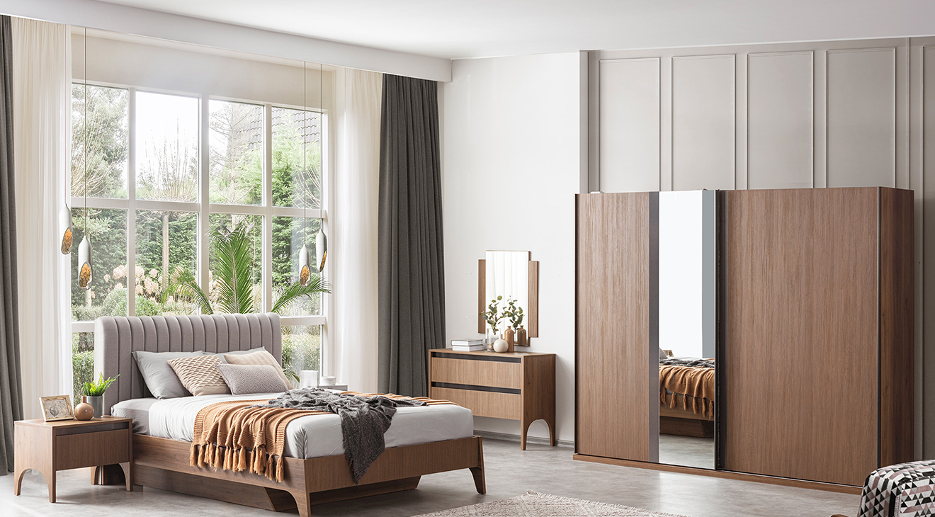 Wood Sliding Door Bedroom Set