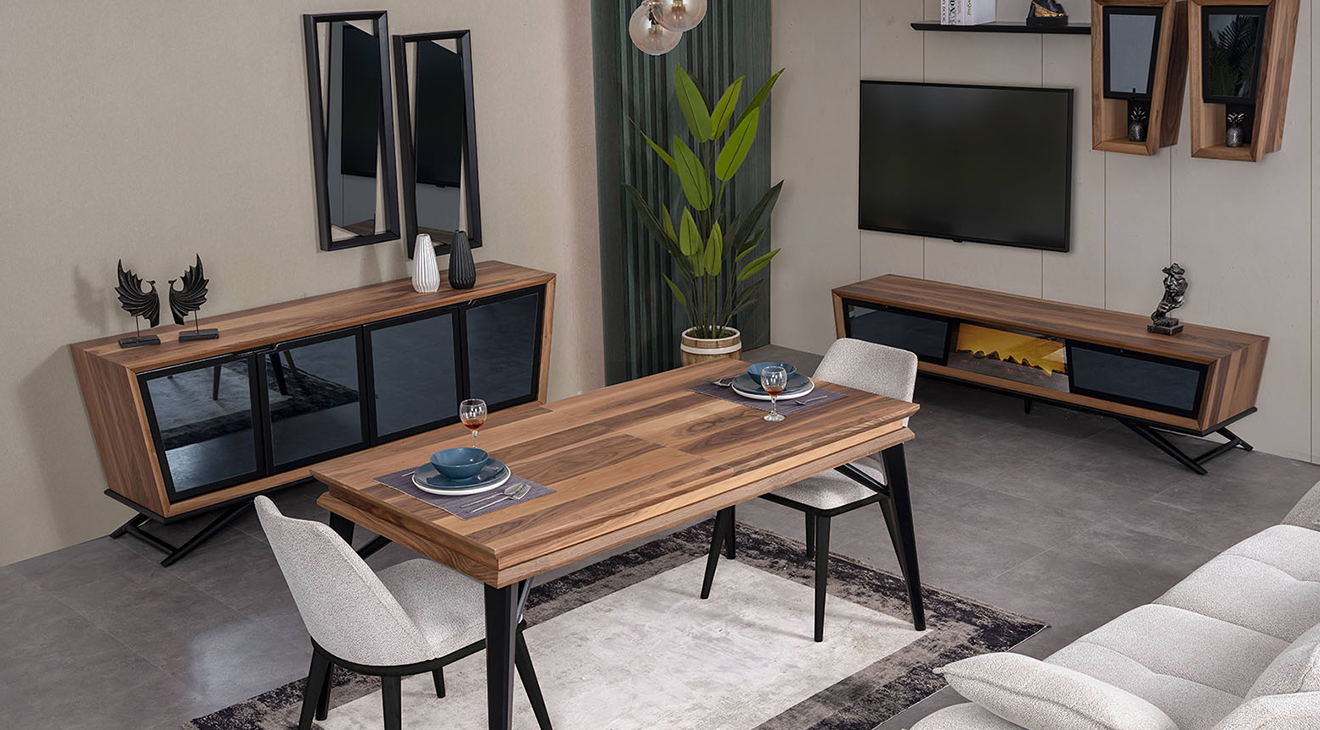 Wow Plus Walnut Modern Dining Room Set